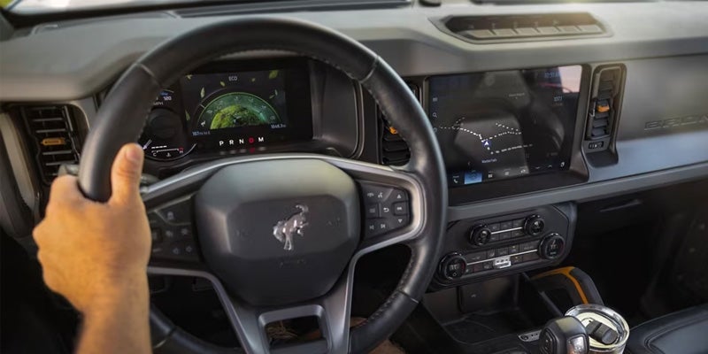 The interior dashboard of a 2024 Ford Bronco in Yorkville, NY