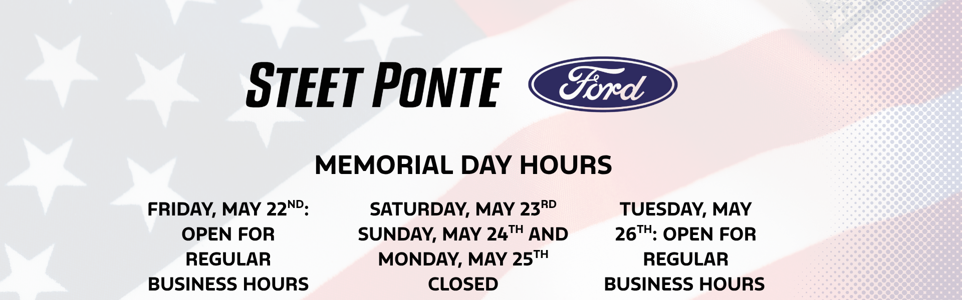Memorial Day 2026 Hours